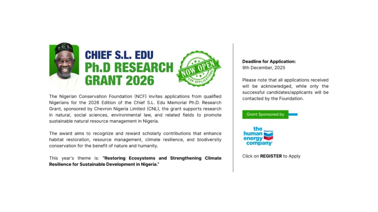 Chief S.L. Edu Memorial PhD Research Grant 2026