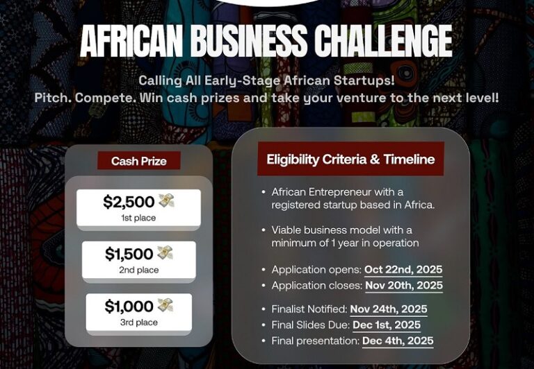 Kelley African Business Challenge 2025 for African Entrepreneurs (Win up to $5,000 in Cash Prizes) Kelley African Business Challenge 2025