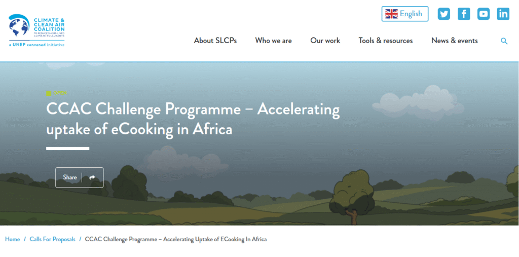 CCAC Challenge Programme: Accelerating the Uptake of eCooking in Africa
