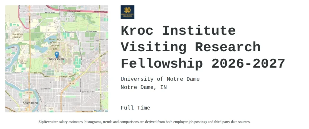 Kroc Institute Visiting Research Fellows Program 2026-2027