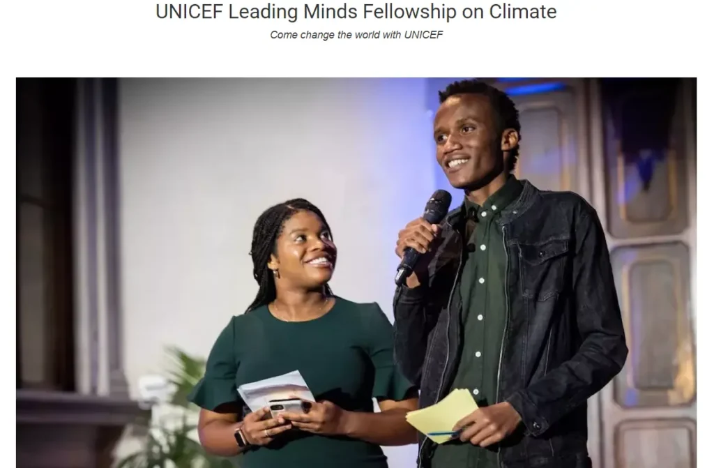 UNICEF Leading Minds Fellowship on Climate Education 2026 (Up to US $20,000 Funding) UNICEF Leading Minds Fellowship on Climate Education 2026
