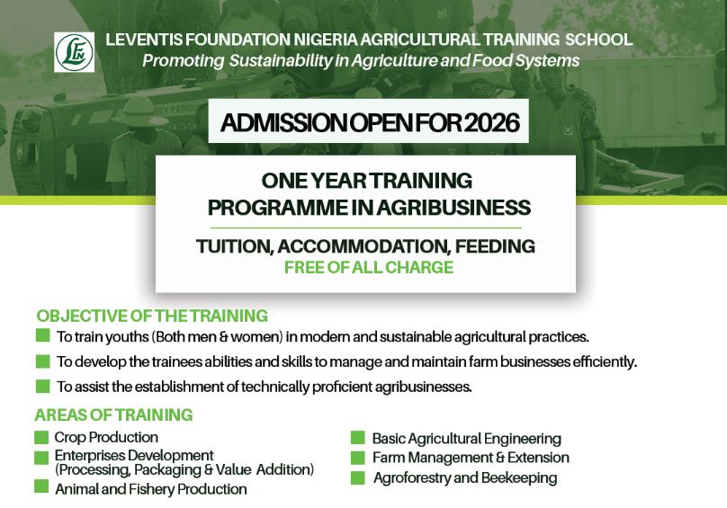 Leventis Foundation Nigeria Agricultural Training Programme 2026 Leventis Foundation Nigeria Agricultural Training Programme 2026