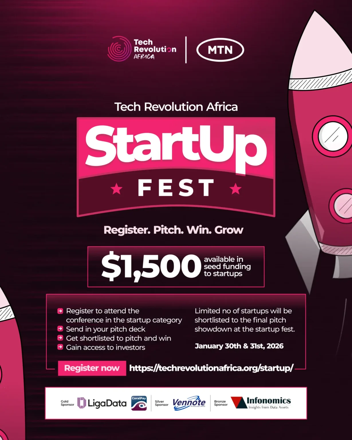 Call for Applications: Tech Revolution Africa StartUp Fest 2026 ($1,500 Seed Funding) Tech Revolution Africa StartUp Fest 2026