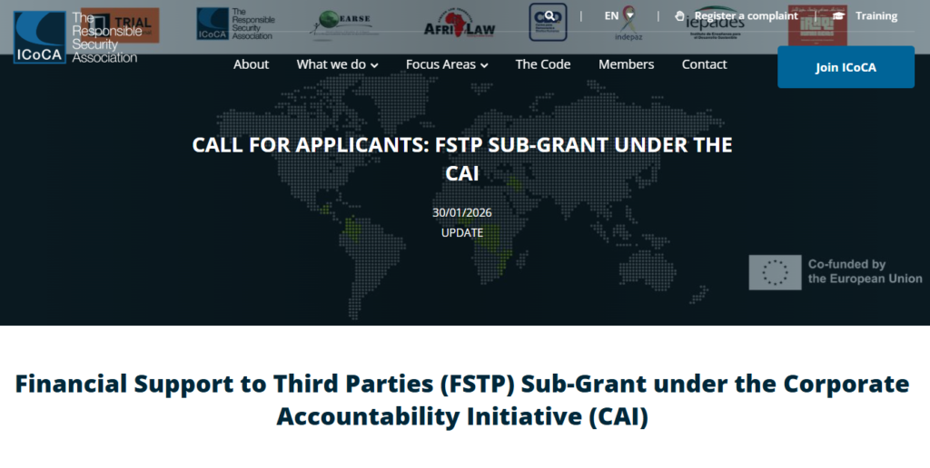 Call for Applicants: FSTP Sub-Grant under the Corporate Accountability Initiative (CAI)